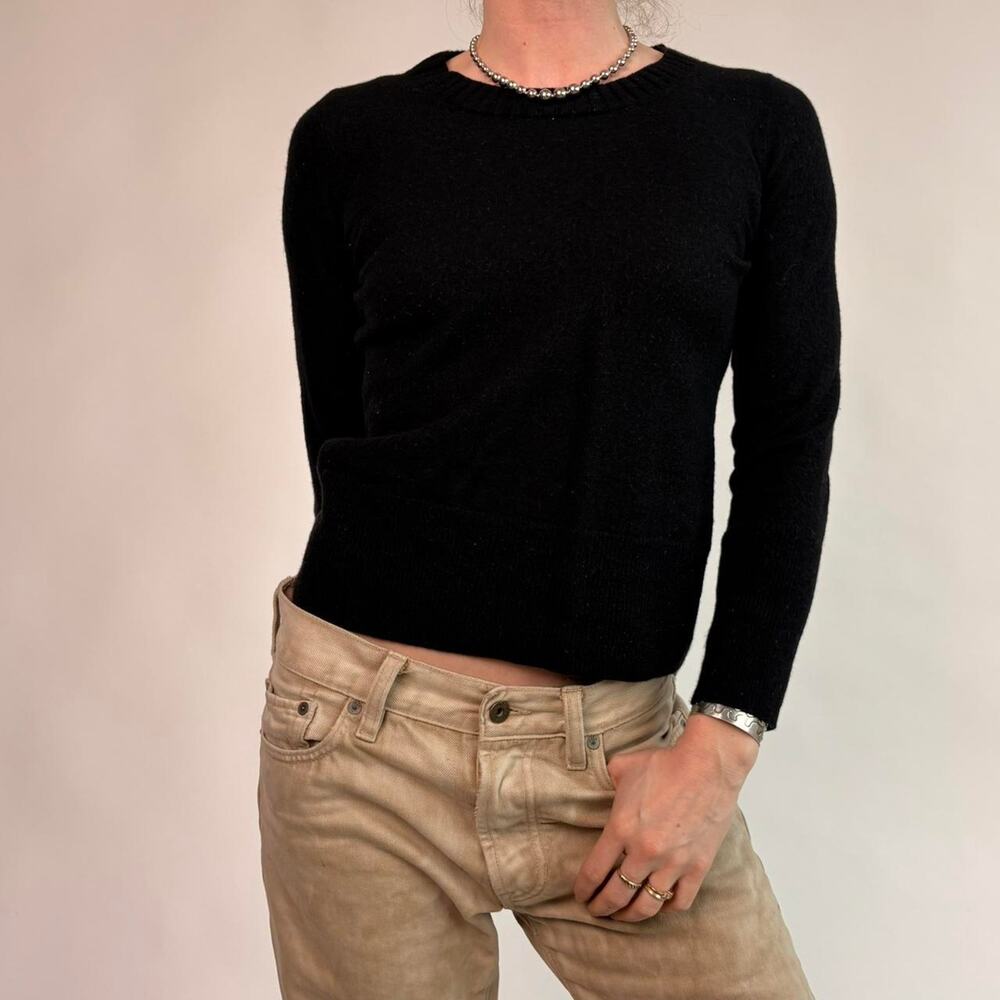 Black Merino Wool Crewneck Sweater - Size Small